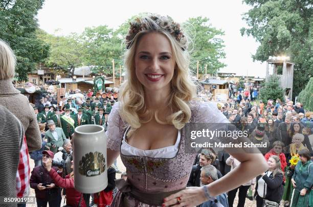 Silvia Schneider poses during the opening of Wiener Wiesn-Fest 2017 at Kaiserwiese on September 21, 2017 in Vienna, Austria.