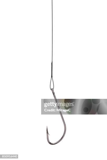 fishing hook on white - anzuelo de pesca fotografías e imágenes de stock