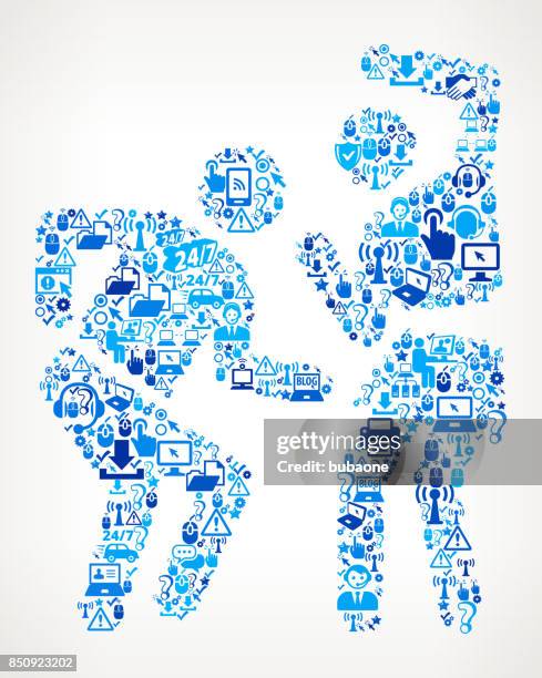man and woman dancing tech support vector icon pattern - fun computer background stock illustrations