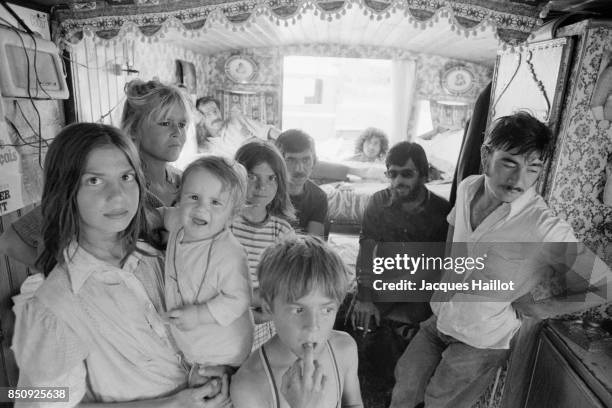 Gipsy Family Inside Their Caravan