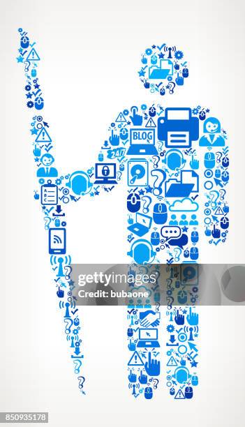 stick fugure holding brush tech support vector icon pattern - server icon stroke stock illustrations