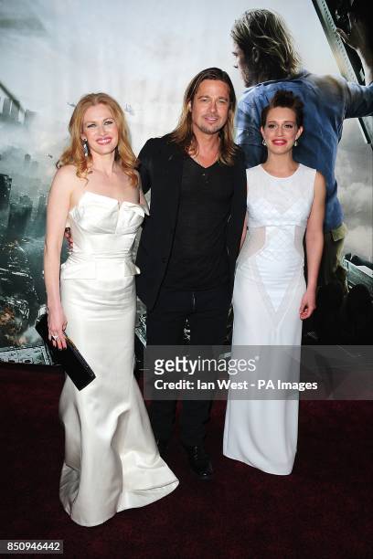 Mireille Enos, Brad Pitt and Daniella Kertesz arriving for the World premiere of World War Z, at the Empire Leicester Square, London.