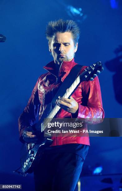 Matt Bellamy performs tracks from the new film World War Z at Horse Guards parade in London after its world premiere at the Empire Leicester Square.