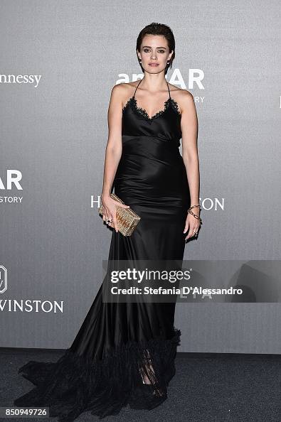 Nathalie Rapti Gomez walks the red carpet of amfAR Gala Milano on