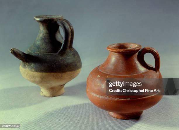 Gallo Roman Art. Baby Bottles in Terracotta. Saint Germain en Laye, musee d'Archeologie Nationale.