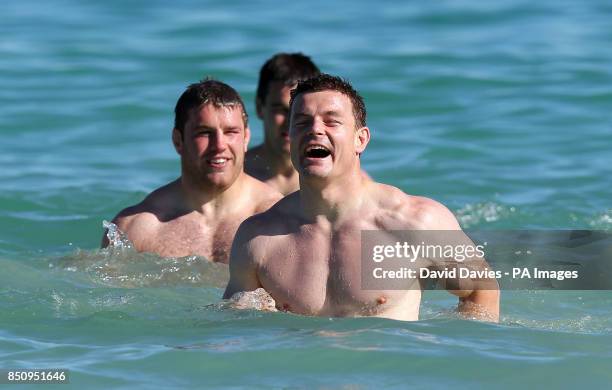 British and Irish Lions' Brian O'Driscoll during a recovery session at City Beach, Perth in Australia.