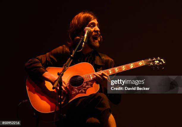 Guitarist Wayne Sermon of Imagine Dragons performs after the band, joined by VH1 Save The Music Foundation, Life is Beautiful and Toyota, presented...