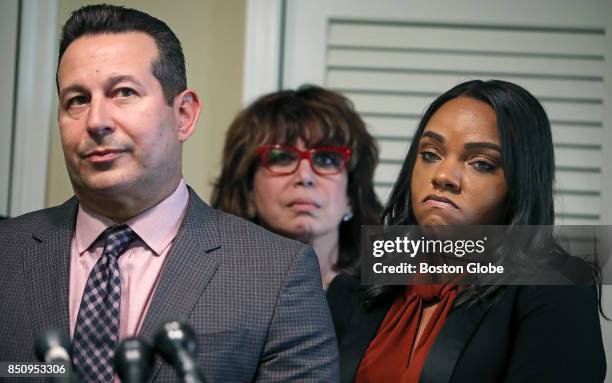 Press conference is held at the law office of Attorney Jose Baez, left, to announce that a lawsuit will be filed against the National Football League...