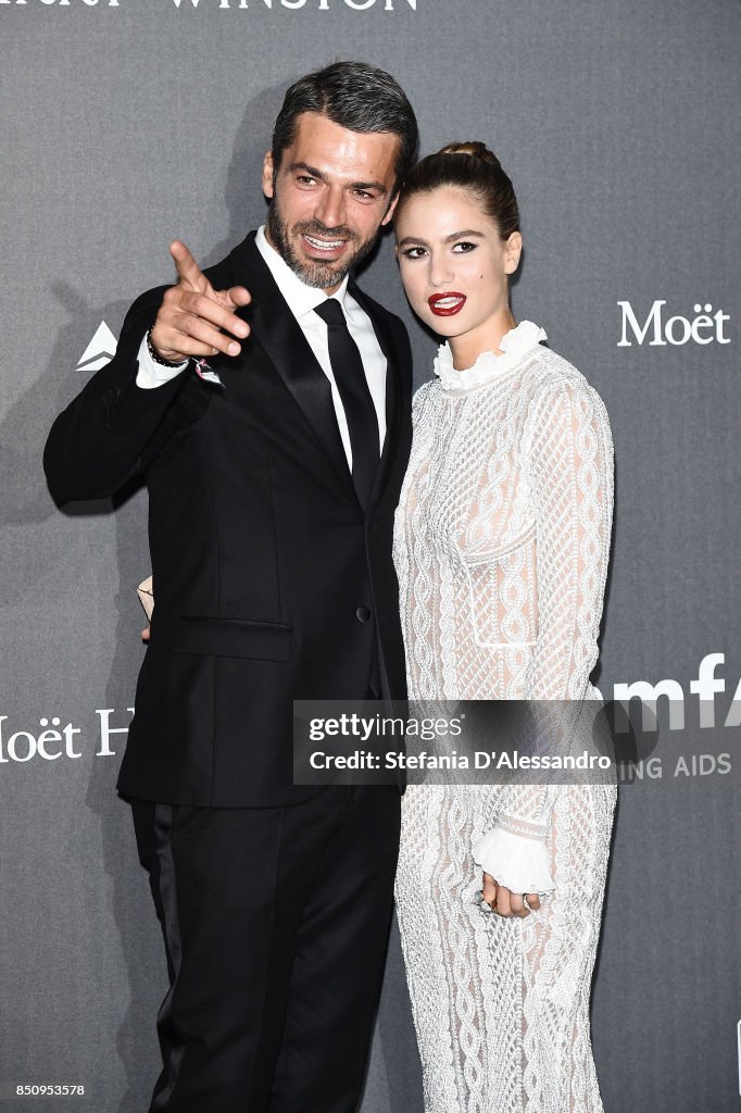 Luca Argentero and Cristina Marino walk the red carpet of amfAR Gala