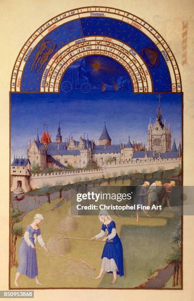 Pol De Limbourg Les tres riches heures du Duc de Berry. June: Haymaking . Chantilly, musee Conde.