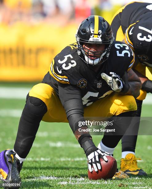 Maurkice Pouncey of the Pittsburgh Steelers in action during the game against the Minnesota Vikings at Heinz Field on September 17, 2017 in...