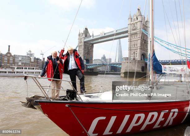 London Mayor Boris Johnson and Sir Robin Knox-Johnston at the announcement for London to host the start and Finish of the 2013-14 edition of the...