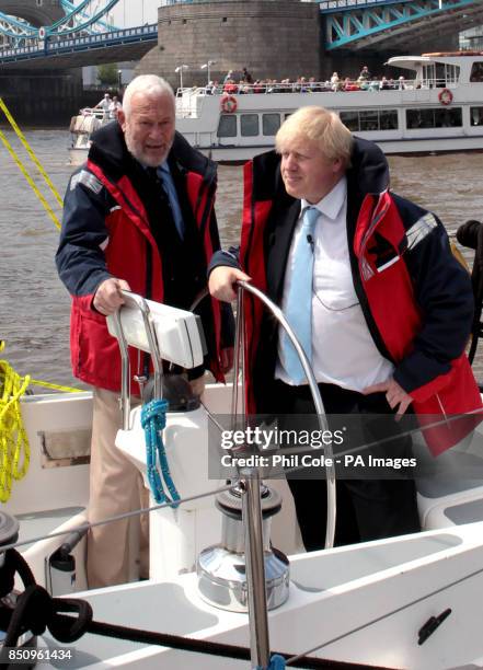 London Mayor Boris Johnson and Sir Robin Knox-Johnston at the announcement for London to host the start and Finish of the 2013-14 edition of the...