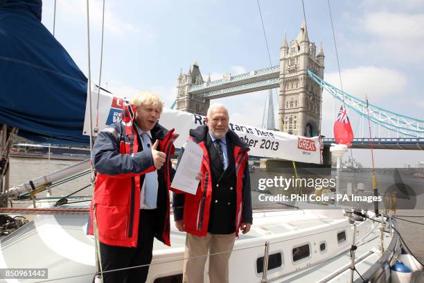 London Mayor Boris Johnson and Sir Robin Knox-Johnston at the announcement for London to host the start and Finish of the 2013-14 edition of the...