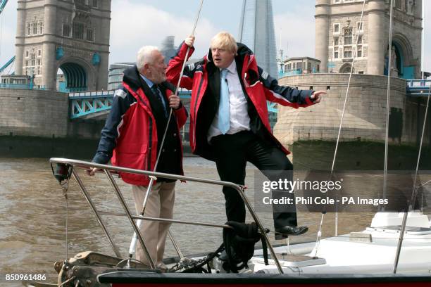 London Mayor Boris Johnson and Sir Robin Knox-Johnston at the announcement for London to host the start and Finish of the 2013-14 edition of the...