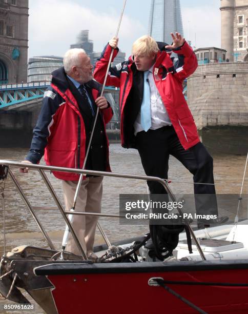 London Mayor Boris Johnson and Sir Robin Knox-Johnston at the announcement for London to host the start and Finish of the 2013-14 edition of the...