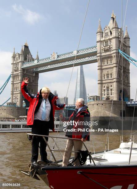 London Mayor Boris Johnson and Sir Robin Knox-Johnston at the announcement for London to host the start and Finish of the 2013-14 edition of the...