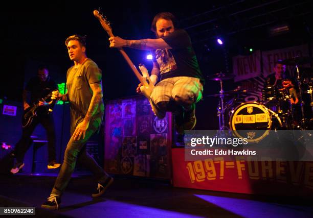 Jordan Pundik and Ian Grushka of New Found Glory perform at O2 Academy Oxford on September 21, 2017 in Oxford, England.