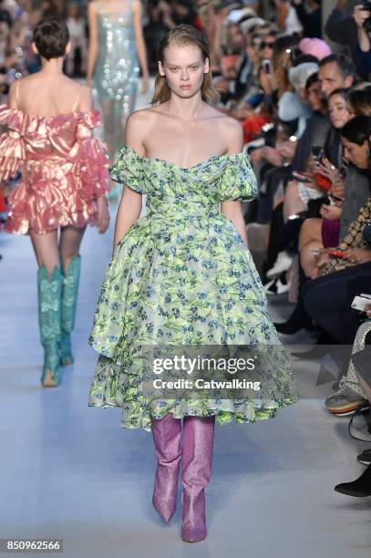 Model walks the runway at the Vivetta Spring Summer 2018 fashion show during Milan Fashion Week on September 21, 2017 in Milan, Italy.