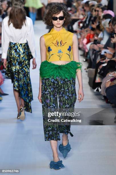 Model walks the runway at the Vivetta Spring Summer 2018 fashion show during Milan Fashion Week on September 21, 2017 in Milan, Italy.