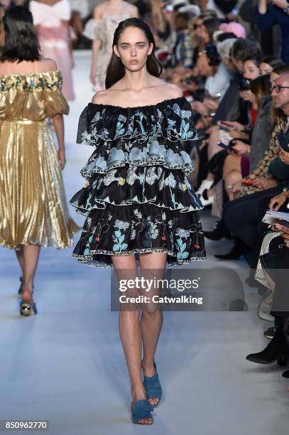 Model walks the runway at the Vivetta Spring Summer 2018 fashion show during Milan Fashion Week on September 21, 2017 in Milan, Italy.