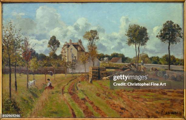 Pissarro Camille , The Allee de la Tour du Jongleur and House of Monsieur Musy in Louveciennes 1872 , Paris. Orsay Museum.