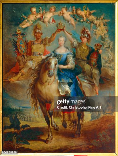 Eisen Francois , Equestrian Portrait of Maria Theresa of Austria 1757, Nancy. Musee Historique Lorrain.