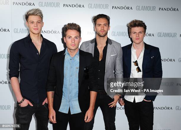 Ryan Fletcher, Adam Pitts, Andy Brown and Joel Peats of boyband Lawson at the 2013 Glamour Women of the Year Awards in Berkeley Square, London.