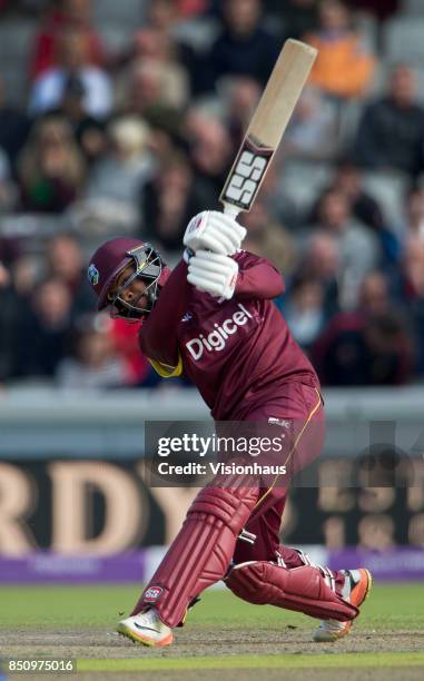 Shai Hope of the West Indies batting during the Royal London One Day International between England and the West Indies at Old Trafford on September...