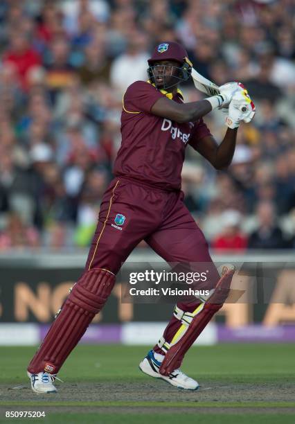 Jason Holder of West Indies batting during the Royal London One Day International between England and the West Indies at Old Trafford on September...