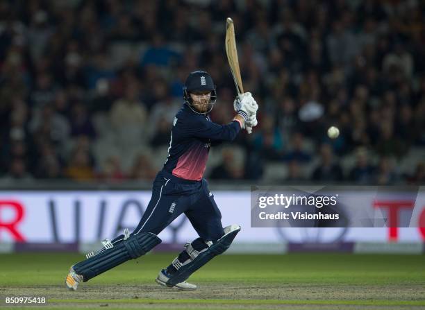 Jonny Bairstow of England batting during the Royal London One Day International between England and the West Indies at Old Trafford on September 19,...