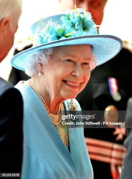 Queen Elizabeth II arrives to officially open the BBC's new 1 billion home in Portland Place central London.