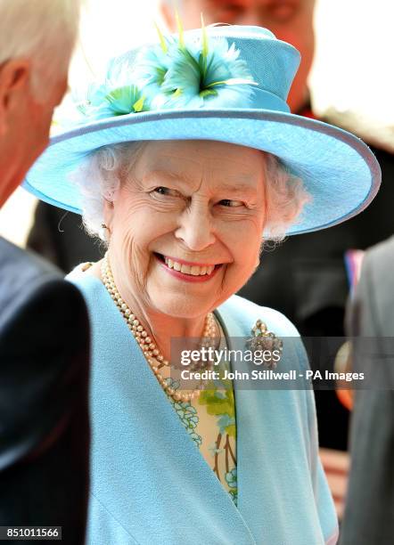 Queen Elizabeth II, arrives to officially open the BBC's new 1 billion home in Portland Place central London.