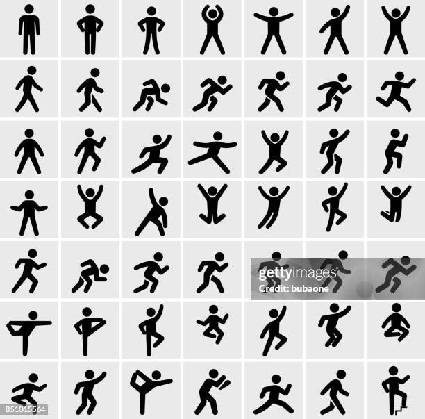 illustrations, cliparts, dessins animés et icônes de personnes en mouvement active lifestyle vector icon set - homme heureux