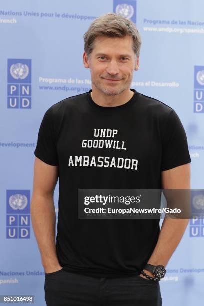 Three quarter length portrait of Game of Thrones Star Nikolaj Coster-Waldau during the SDGs Global Goals World Cup at Brooklyn EXPO Center in New...