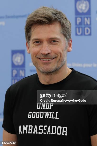 Waist up portrait of Game of Thrones Star Nikolaj Coster-Waldau during the SDGs Global Goals World Cup at Brooklyn EXPO Center in New York City, New...