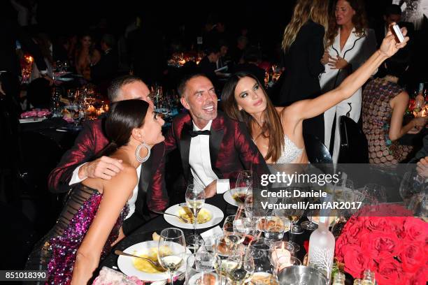 Giovanna Battaglia, Dean Caten, Dan Caten and Alessandra Ambrosio attends amfAR Gala Milano on September 21, 2017 in Milan, Italy.