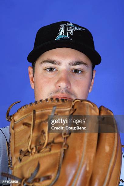 Andrew Miller of the Florida Marlins poses during photo day at Roger Dean Stadium on February 22, 2009 in Jupiter, Florida.