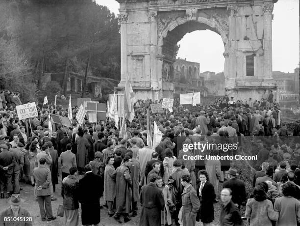 Rome, Italy December 2, 1947. A demonstration of the Roman Jews at the Palatino to promote the recognition of the State of Israel