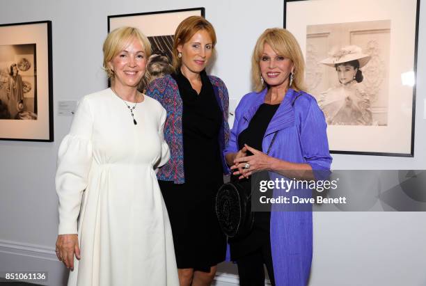 Kate Varah, Sally Greene and Joanna Lumley attends the "Vivien: The Vivien Leigh Collection" drinks reception at Sotheby's on September 21, 2017 in...