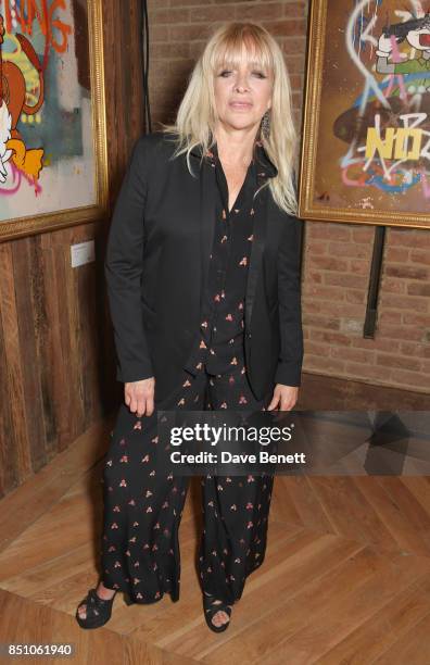 Jo Wood attends a private view of new exhibition "A Simpler Time " by artist Robyn Ward at the Old Chappell Piano Factory on September 21, 2017 in...