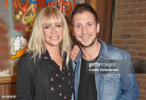 Jo Wood and Robyn Ward attend a private view of new exhibition "A Simpler Time " by artist Robyn Ward at the Old Chappell Piano Factory on September...