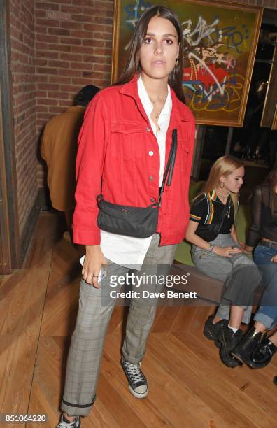 Georgia Jones attends a private view of new exhibition "A Simpler Time " by artist Robyn Ward at the Old Chappell Piano Factory on September 21, 2017...