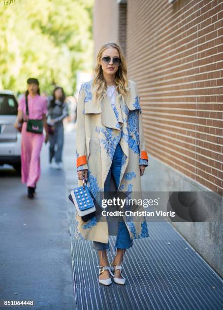 Leonie Hanne is seen outside Fendi during Milan Fashion Week Spring/Summer 2018 on September 21, 2017 in Milan, Italy.