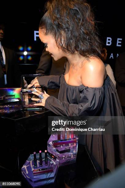 Rihanna attends the Fenty Beauty by Rihanna Paris launch party hosted by Sephora at Jardin des Tuileries on September 21, 2017 in Paris, France.