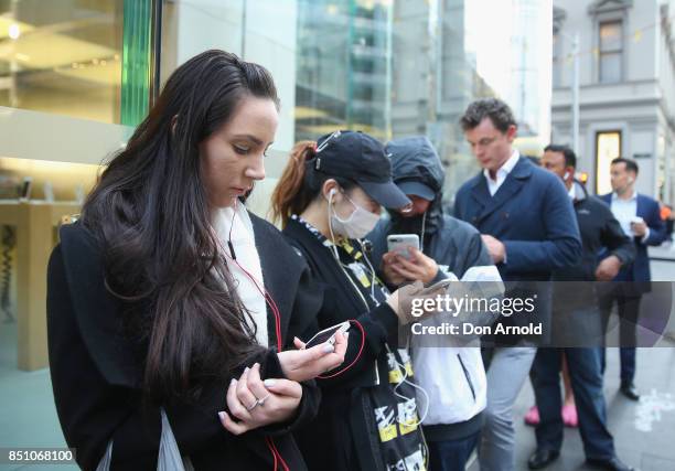 Crowds wait in anticipation for the release of the iPhone 8 and 8 Plus at Apple Store on September 22, 2017 in Sydney, Australia. Apple's latest...