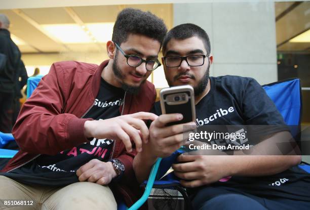 Crowds wait in anticipation for the release of the iPhone 8 and 8 Plus at Apple Store on September 22, 2017 in Sydney, Australia. Apple's latest...