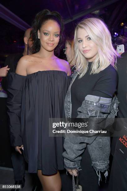 Rihanna and influencer Enjoyphoenix attend the Fenty Beauty by Rihanna Paris launch party hosted by Sephora at Jardin des Tuileries on September 21,...
