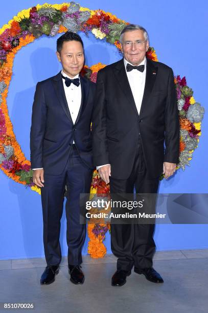 Jian Liu and Jean Louis Beffa attend the opening season gala at Opera Garnier on September 21, 2017 in Paris, France.