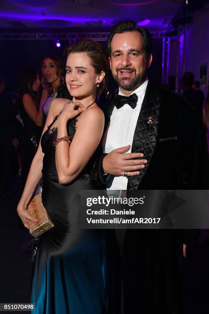 Stephane Gerschel and Nathalie Rapti Gomez attend amfAR Gala Milano on September 21, 2017 in Milan, Italy.